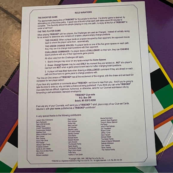 TriBond Board Game 1992 Big Fun Games 100% complete - Picture 6 of 12